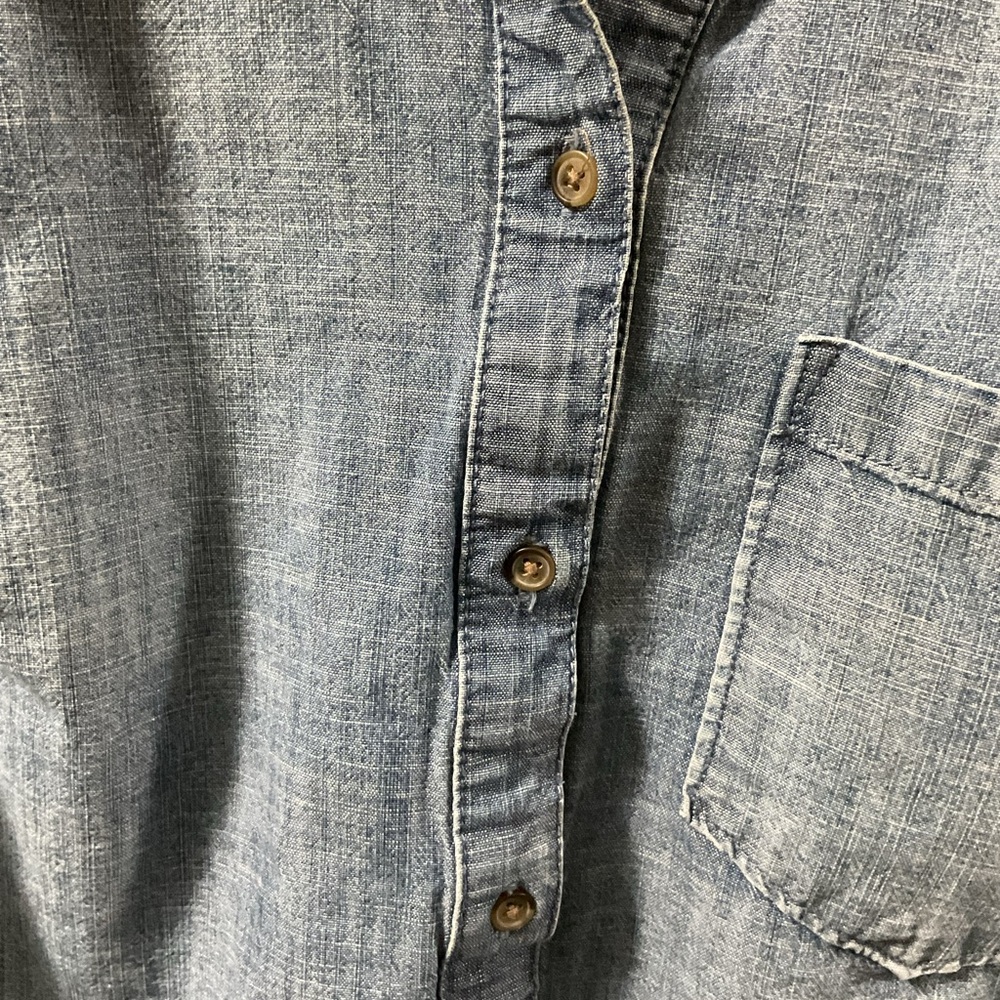 Women’s denim blouse shirt top long sleeve vacation wear pullover acid wash Fall